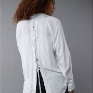 American eagle white button up with tie back size xl